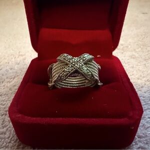 A Sterling Silver Ring with Pave CZs